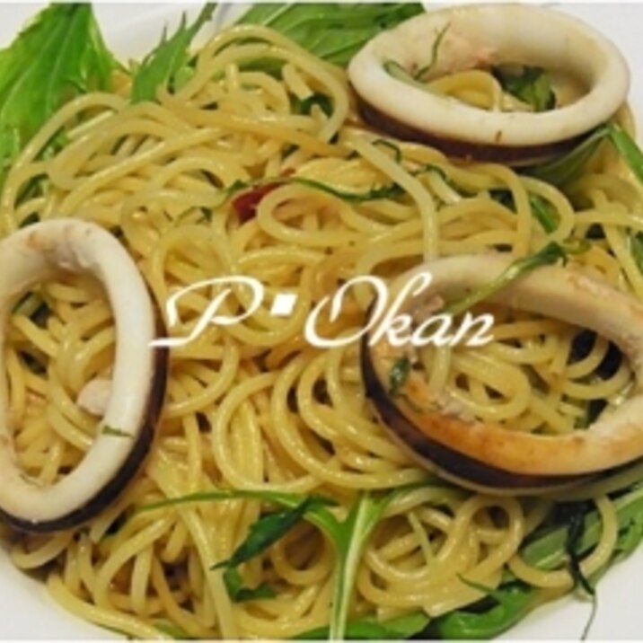 イカと水菜のペペロンチーノ風パスタ